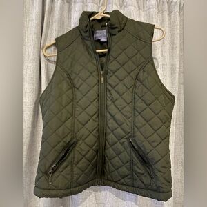 Laura Scott quilted olive green vest. Women’s Small